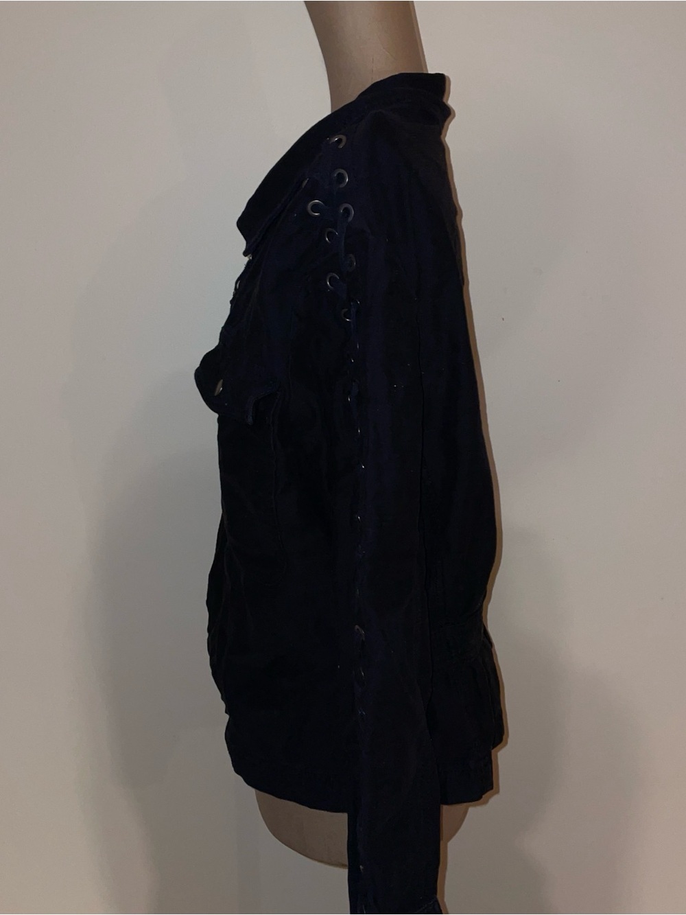 Free People Black Eyelet-Trim Jean Jacket -biker-goth - Picture 4 of 9